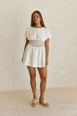 White Flouncy Short Sleeve Mini Alessandra Dress