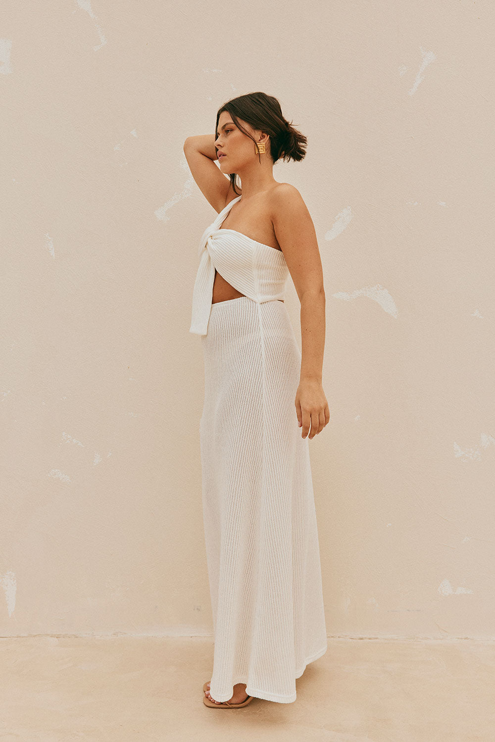 White One Shoulder Cut Out Maxi Artletta Dress