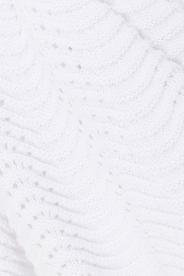 White Wave Knit Drawstring Mini Leah Skirt