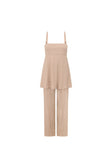 Alba Thin Strap Backless Jumpsuit - Brown, White