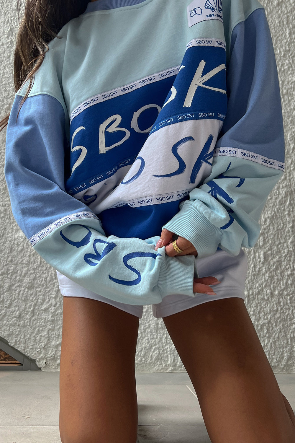 Eclipse Oversized Sweater - Blue, White