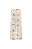 Cream Matia Print Elastic Drawstring Grace Pants