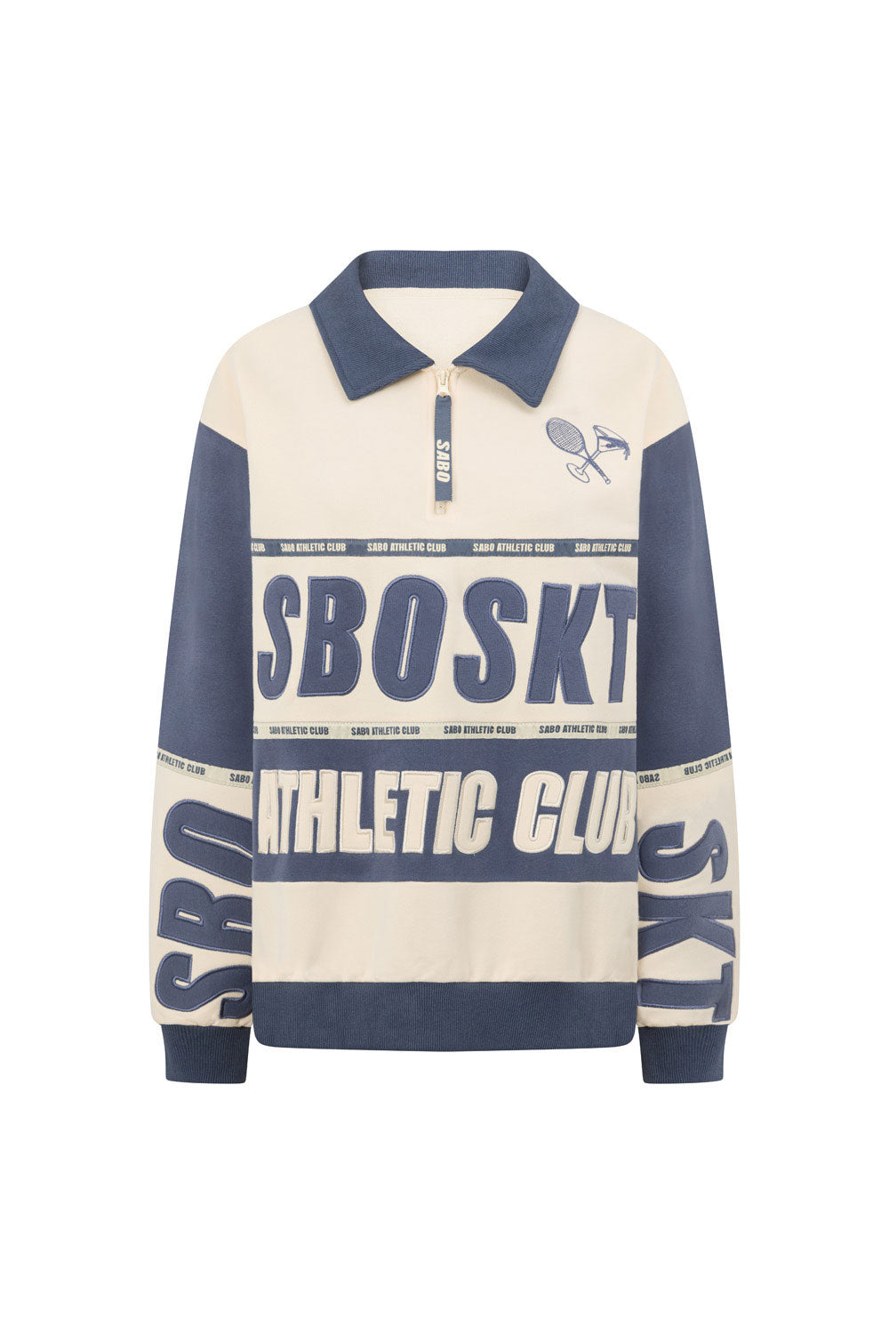 Navy and Cream Fleece Oversized Vintage Milan Sweater