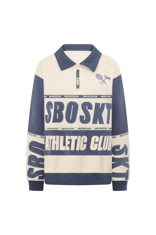 Navy and Cream Fleece Oversized Vintage Milan Sweater