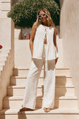 White Cotton Elastic Drawstring Gaia Pants