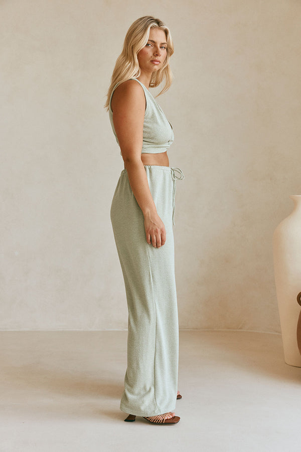 Sierra Elasticated Tie Pants - Green