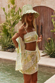 Green Fiore Festivo Print Strappy Aquila Crop Top
