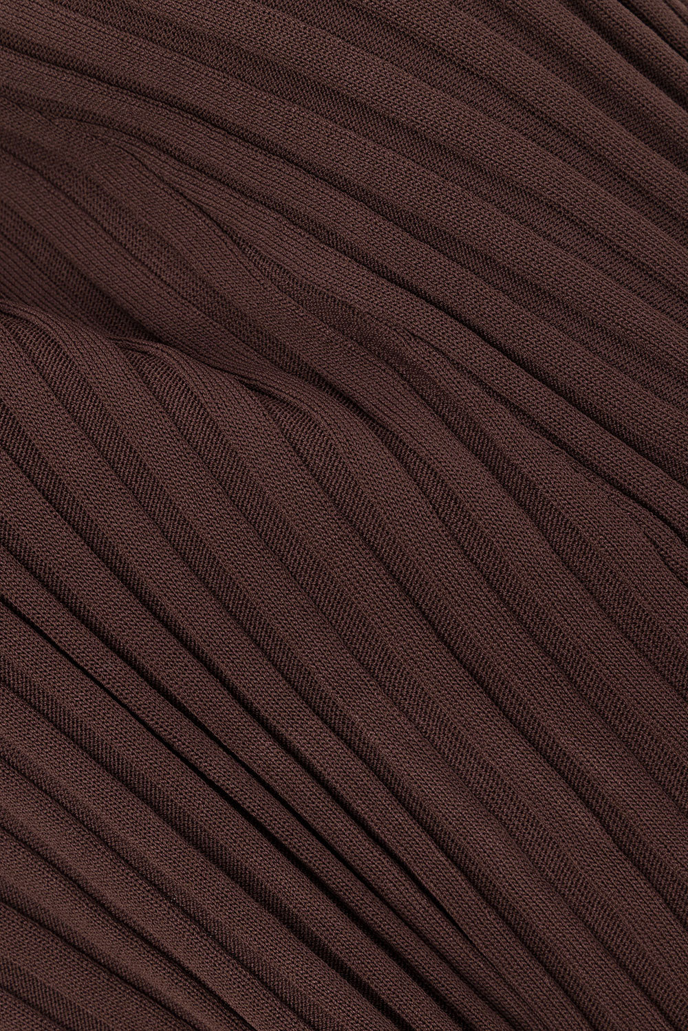 Chocolate Brown Pleated Knit Maxi Laine Skirt