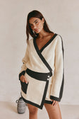 Vander Long Sleeve Mini Knit Dress - Cream, Black