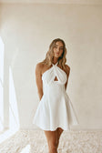 White Backless Cross Halterneck Mini Jorden Dress