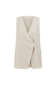 Cream and Black Pinstripe Wrap Capri Top