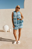 Blue and White Stripe Wrap Mini Maylin Skirt