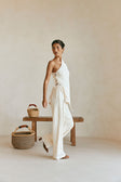 Cream High Waist Elastic Drawstring Zen Pants