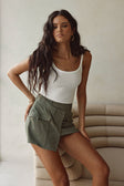 Khaki Green Pocket Mini Deluca Skirt