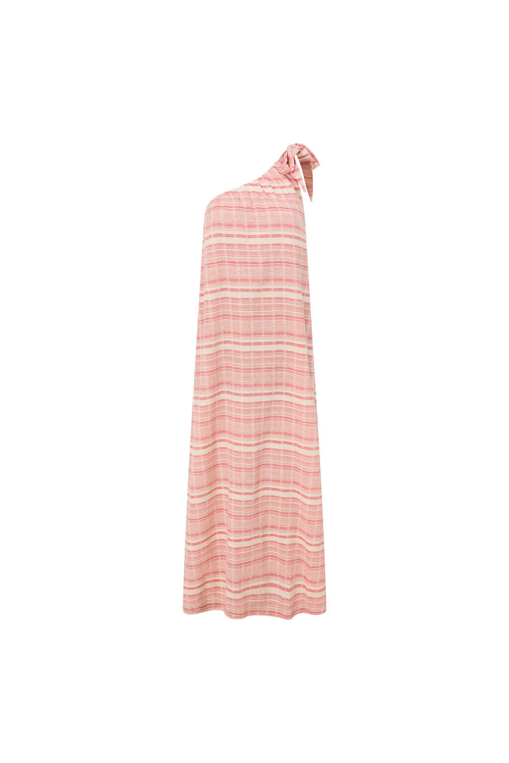 Pink And White Stripe One Shoulder Navi Maxi Dress