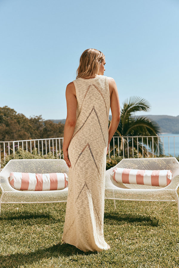 Cream V Neck Maxi Alita Dress