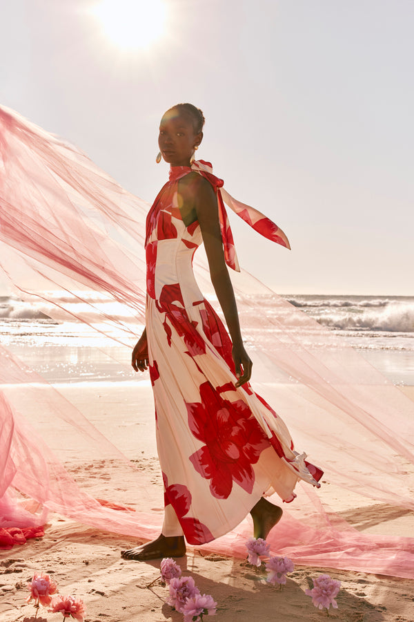Pink Sole Rosa Print Halter Maxi Daje Dress