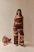 Brown Mirage Bloom Print Satin Saela Top