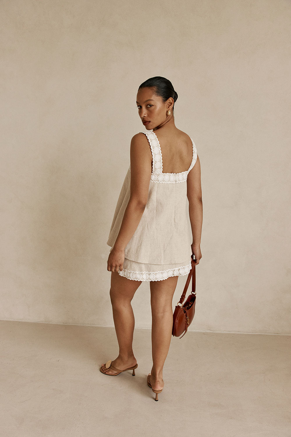 Beige Vintage Lace Detail Mini A-Line Lottie Dress SABO Beige Vintage Lace Detail Mini A-Line Lottie Dress SABO