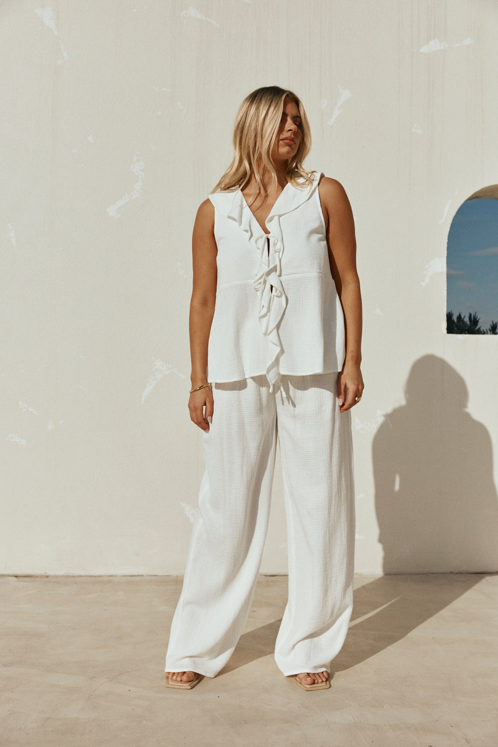 White Cotton Front Tie Saskia Top