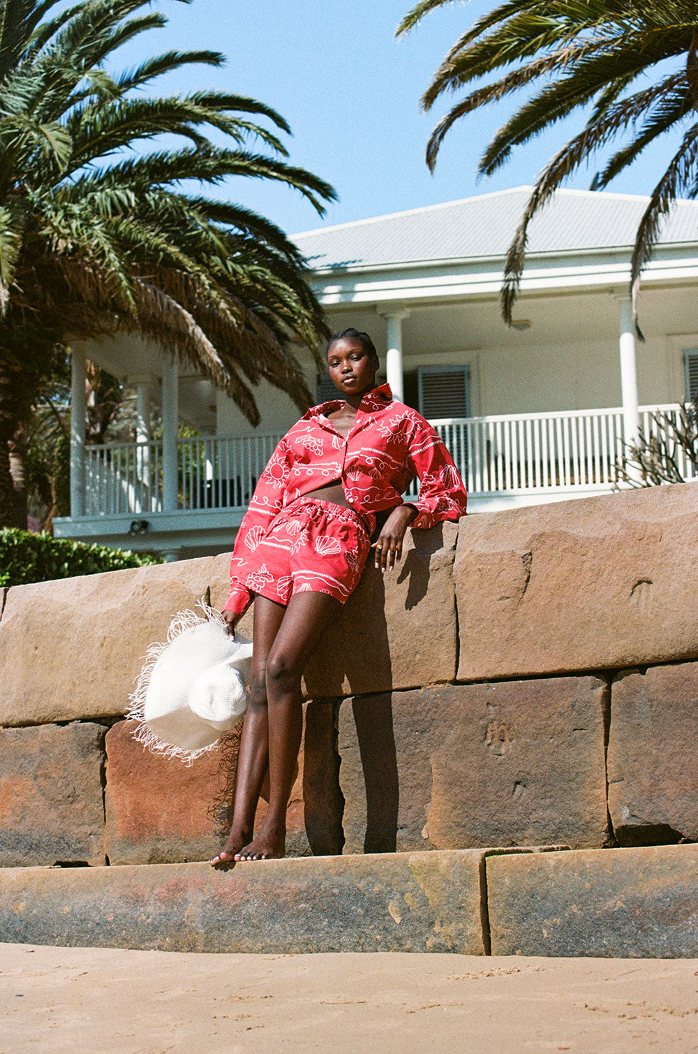 Red Peace Long Sleeve Button Up Zuli Top