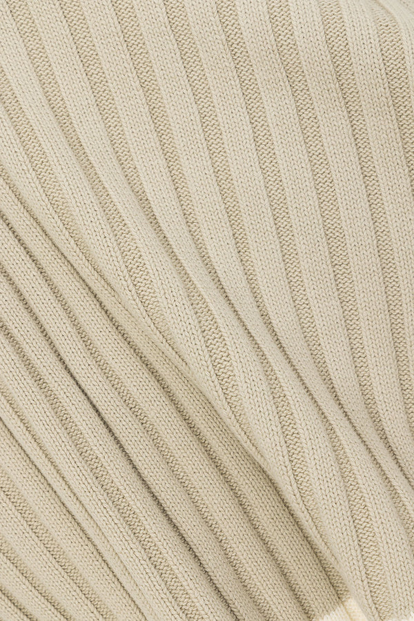 Stone Grey Ribbed Cotton One Shoulder Aylani Top