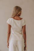Cream Ruched Short Sleeve Zoya Top