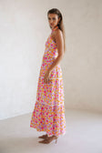 True Halterneck Maxi Dress -  Dulcie Daisy Purple Orange Pink Floral