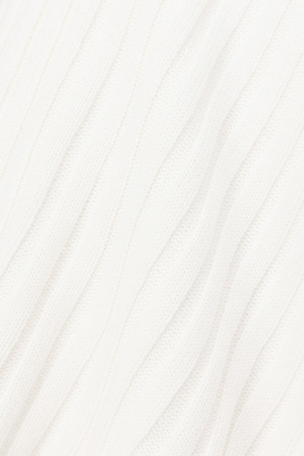 White Ribbed Knit One Shoulder Asymmetric Audri Top
