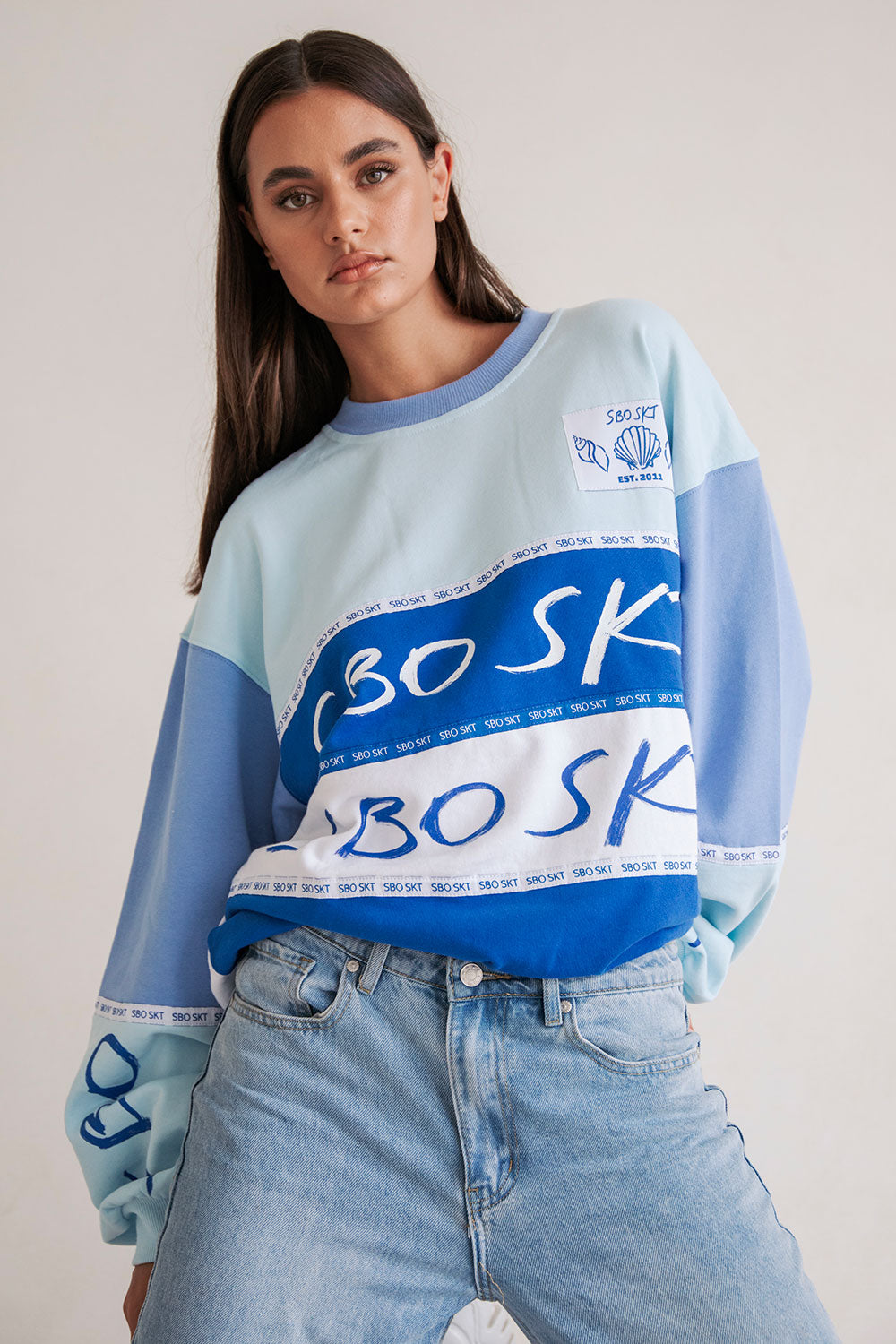 Eclipse Oversized Sweater - Blue, White – SABO