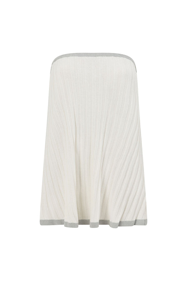 White Woven Ribbed Strapless Winnie Top
