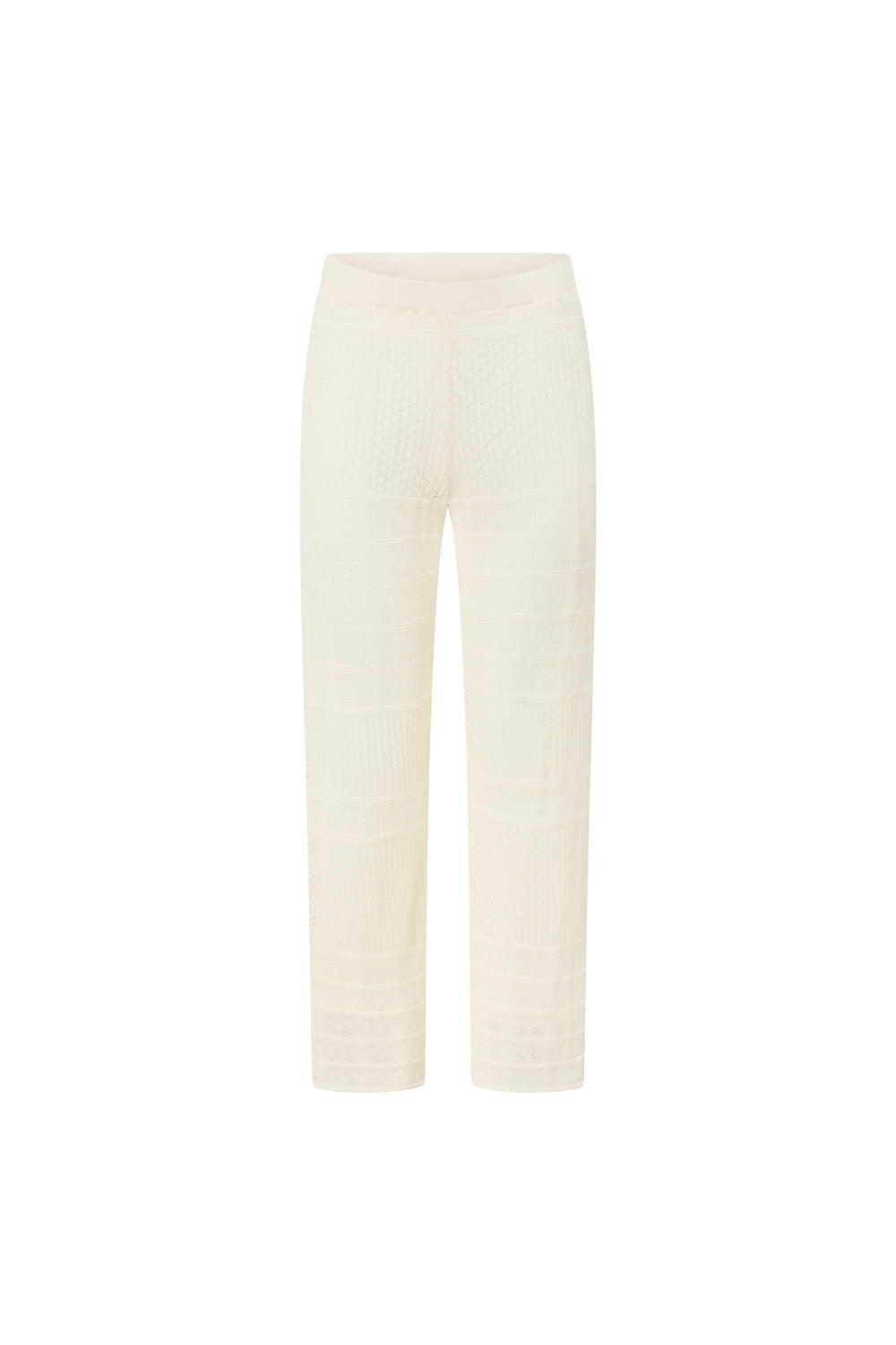 Cream Crochet Elastic High Waist Nixie Pants