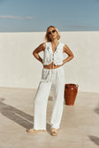 White Cotton Drawstring Saskia Pants