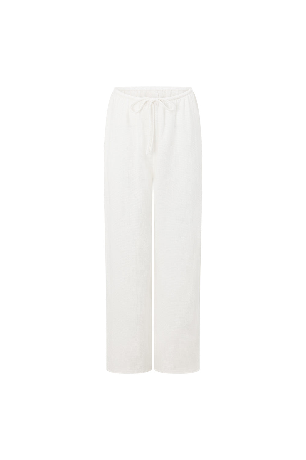 White Cotton Drawstring Saskia Pants