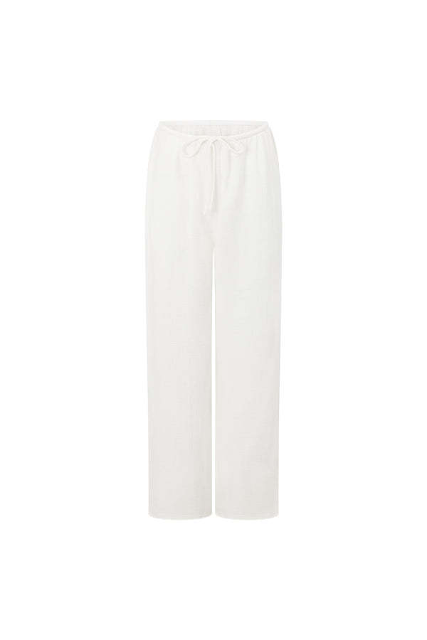 White Cotton Drawstring Saskia Pants