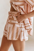 Pink Hellenic Maze Elastic Drawstring Pocket Kira Shorts
