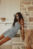 Blue Denim Tie Wrap Mini Luna Skirt