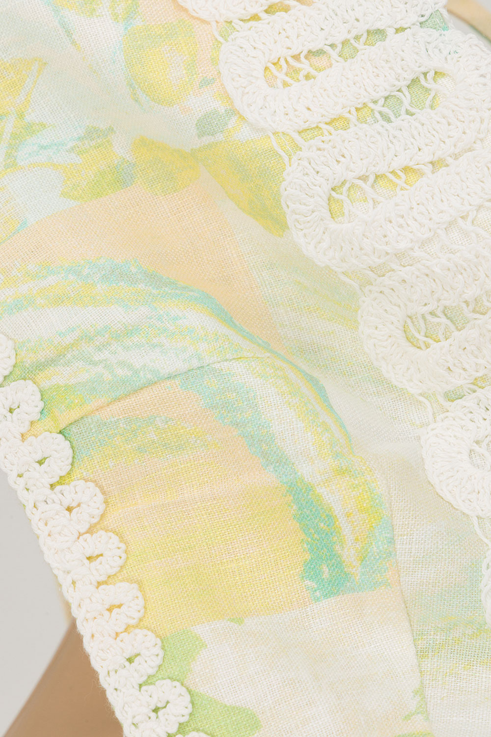 Green Fiore Festivo Print Strappy Aquila Crop Top