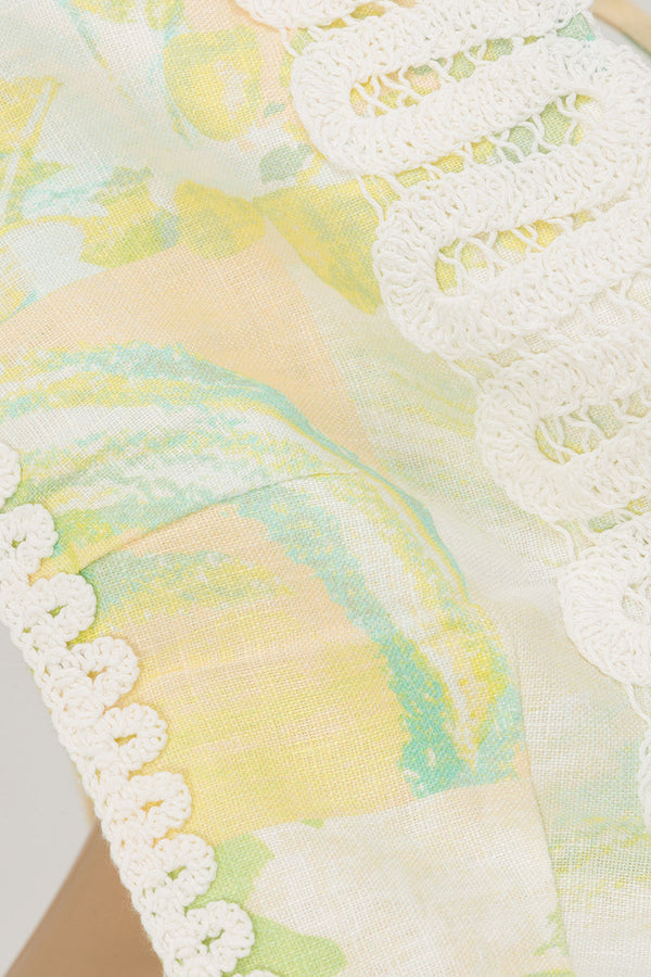 Green Fiore Festivo Print Strappy Aquila Crop Top