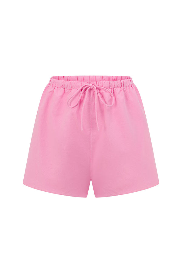Pink Elastic Drawstring Akel Shorts