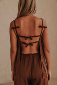 Chocolate Brown Thin Strap Backless Kinsley Jumpsuit