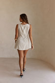 Beige and Black Pinstripe Button Mini Graylee Dress