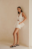 White Cotton Lace V Neck Split Cerelia Top