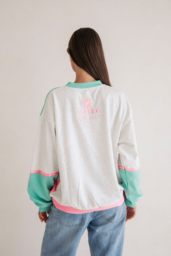 Swisse Vintage Oversized Sweater - Pink Green White