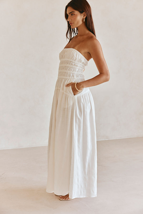 Bridal White Strapless Panel Maxi Delta Dress