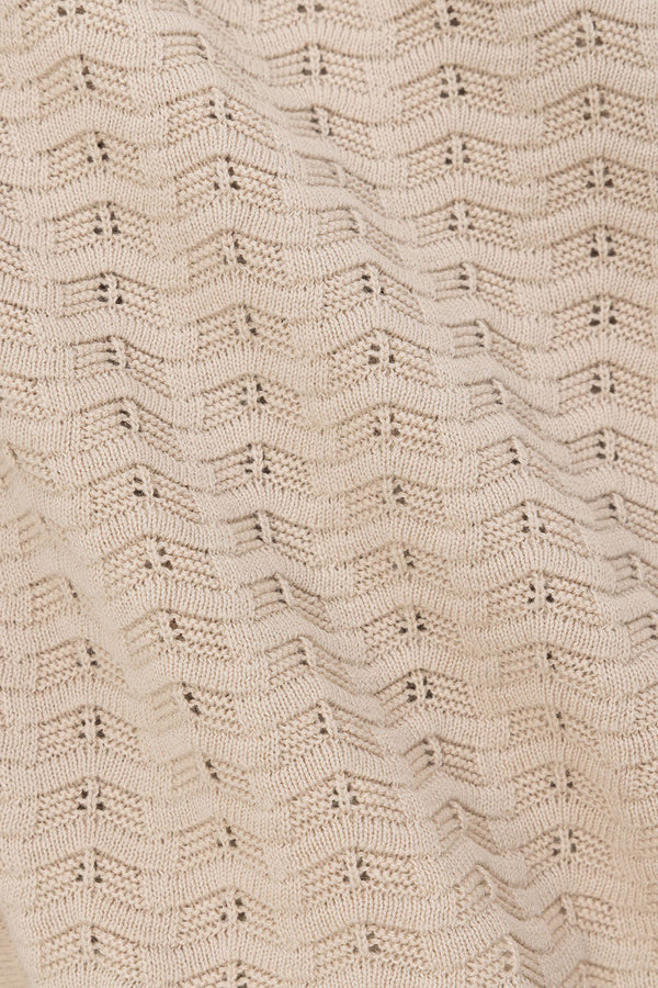 Beige Cotton Knit Button Up Lilah Top