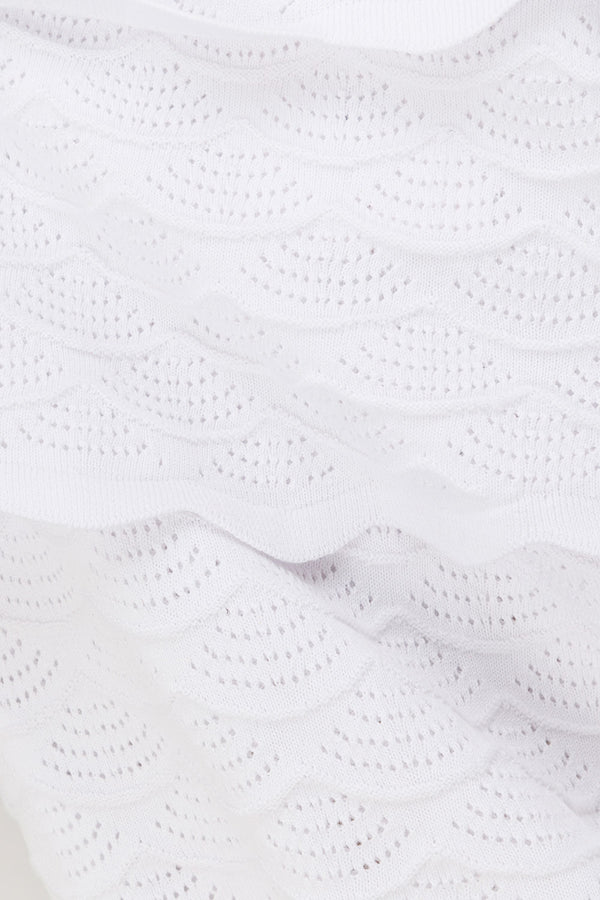 White Ruffle Knit Strapless Mini Arizona Dress