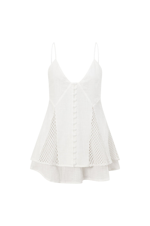 White Plunge Strappy Mini Kira Dress