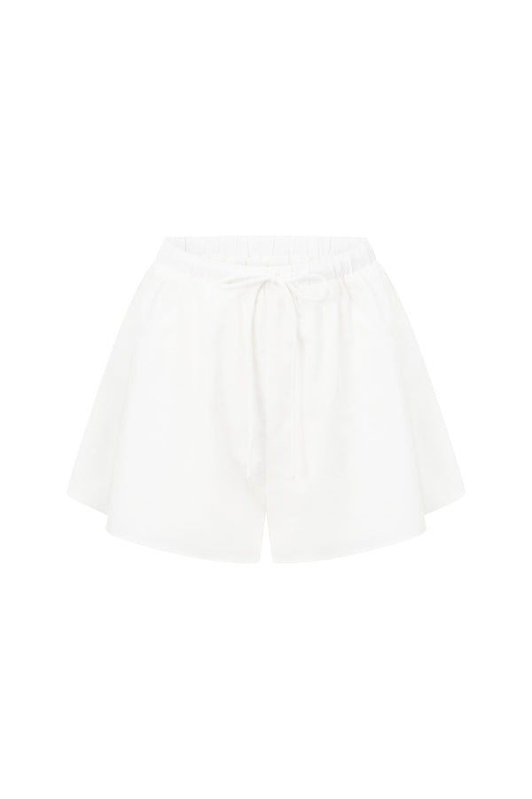 White High Waist Elastic Drawstring Octavia Shorts