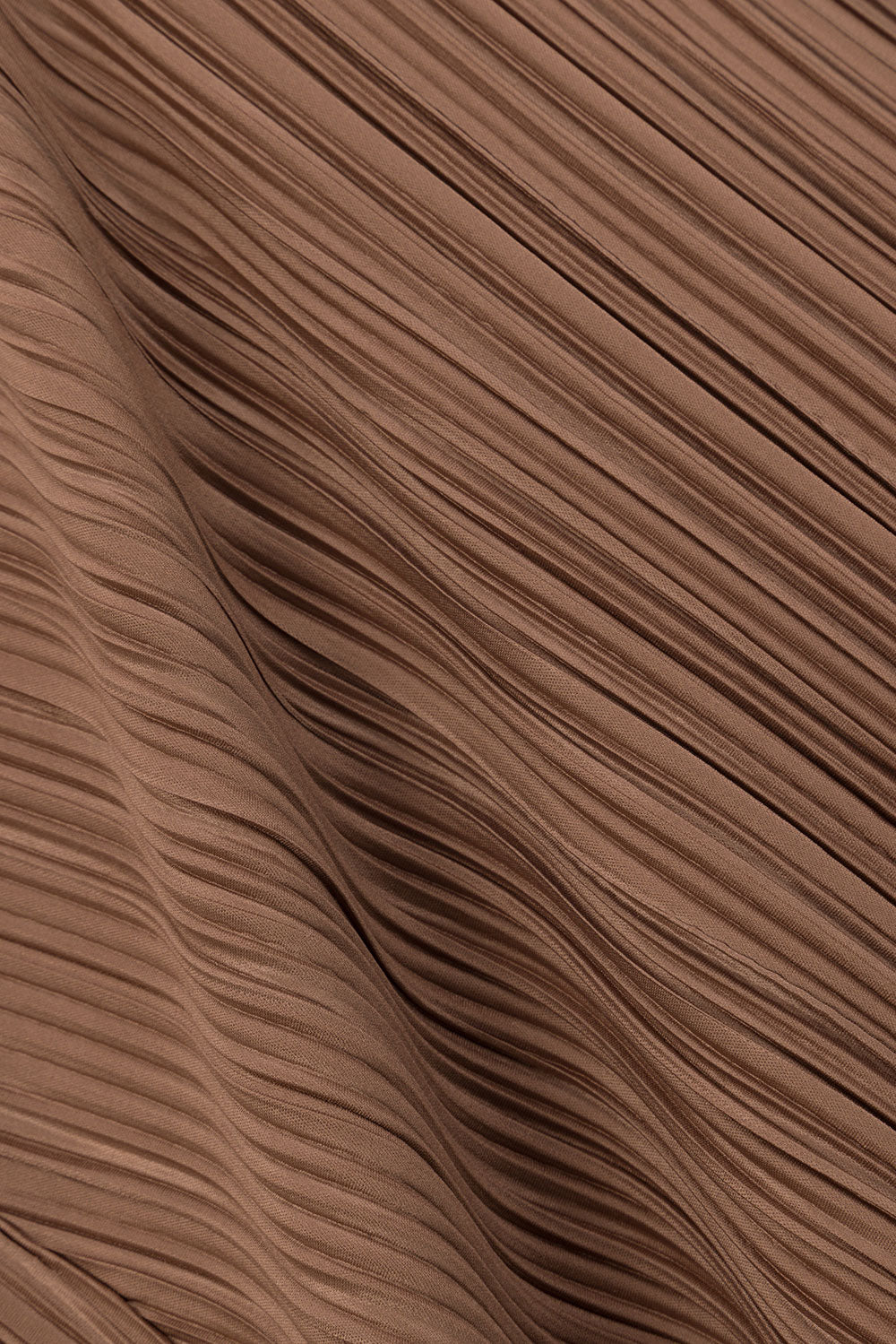 Brown Silky Pleat Turtleneck Catalyna Top